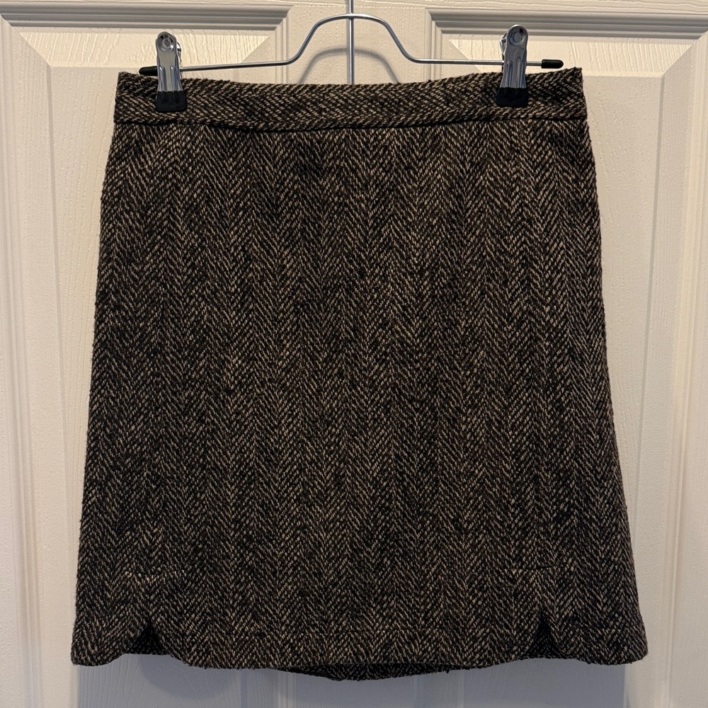 Classic wool Brown Herringbone Skirt